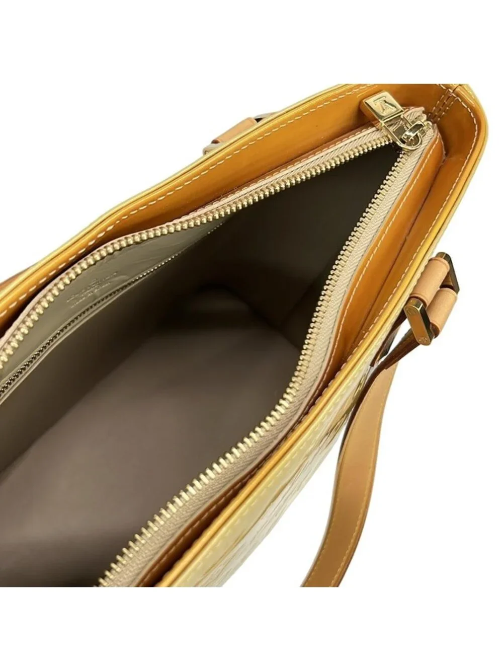 ★SOLD★ Louis Vuitton Tote Monogram Vernis Houston Soft Beige Leather - Picture 6 of 11
